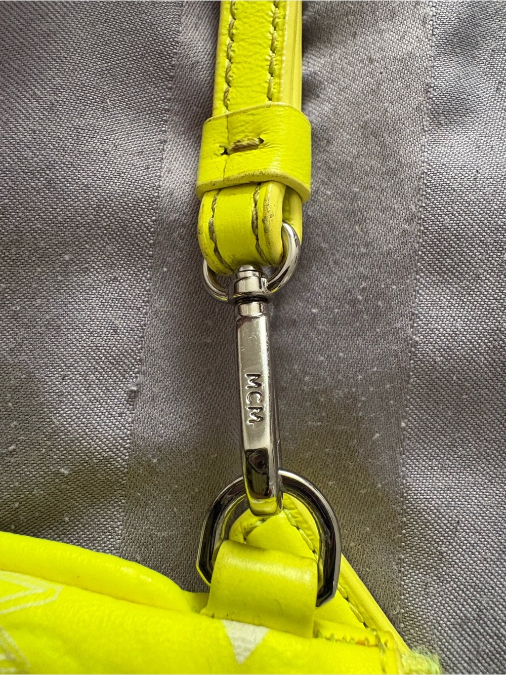 MCM Neon Yellow Leather Wristlet Clutch - Picture 3 of 5
